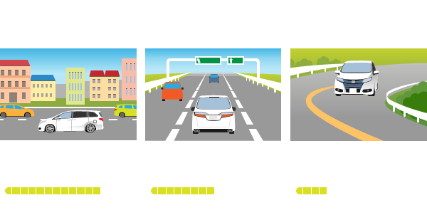 City Streets / Highways / Winding Roads : Adjust to Suit Driving Conditions